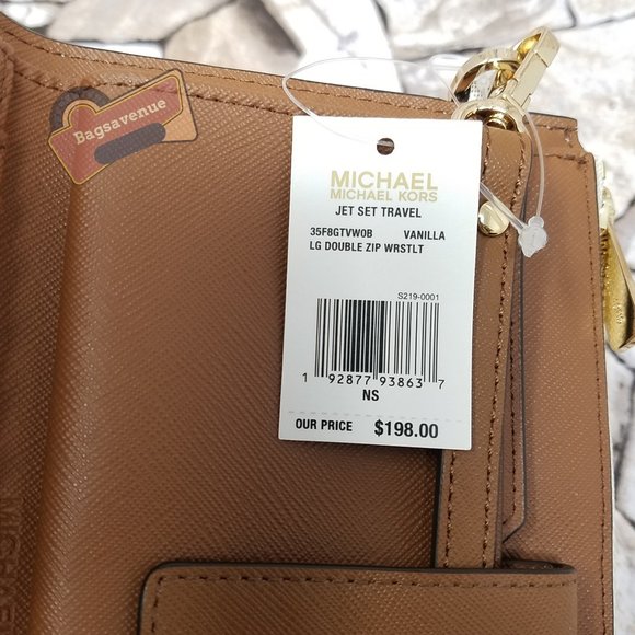 #bagsavenue jet set travel large double zip wristlet vanilla new michael kors - Picture 2 of 6